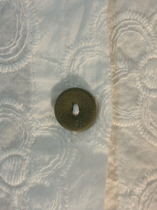 Cotton Eyelet Lace Peter Pan Collar Button-Up Blouse - Picture 10 of 14